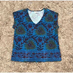 Tiny by Anthropologie floral cotton cap sleeve top size XS